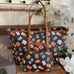 Michael Kors Multicolor Tote and Pouch Set